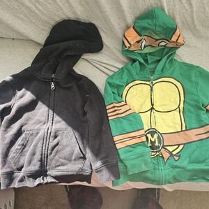 Black Zip Up And Ninja Turtle Zip Up